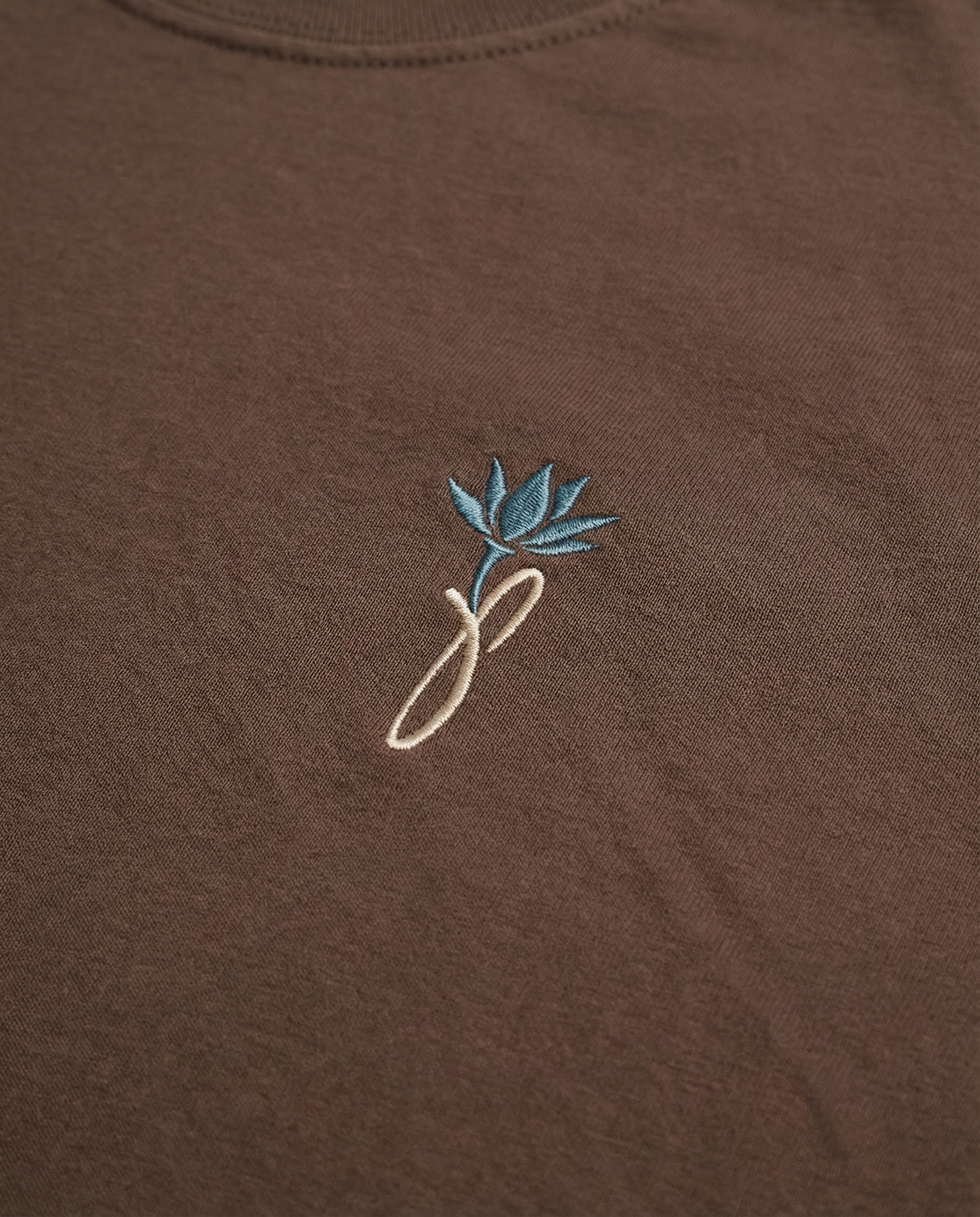 Limited Edition Jas Petals™ Signature Embroidered Tee - Ivory/Espresso