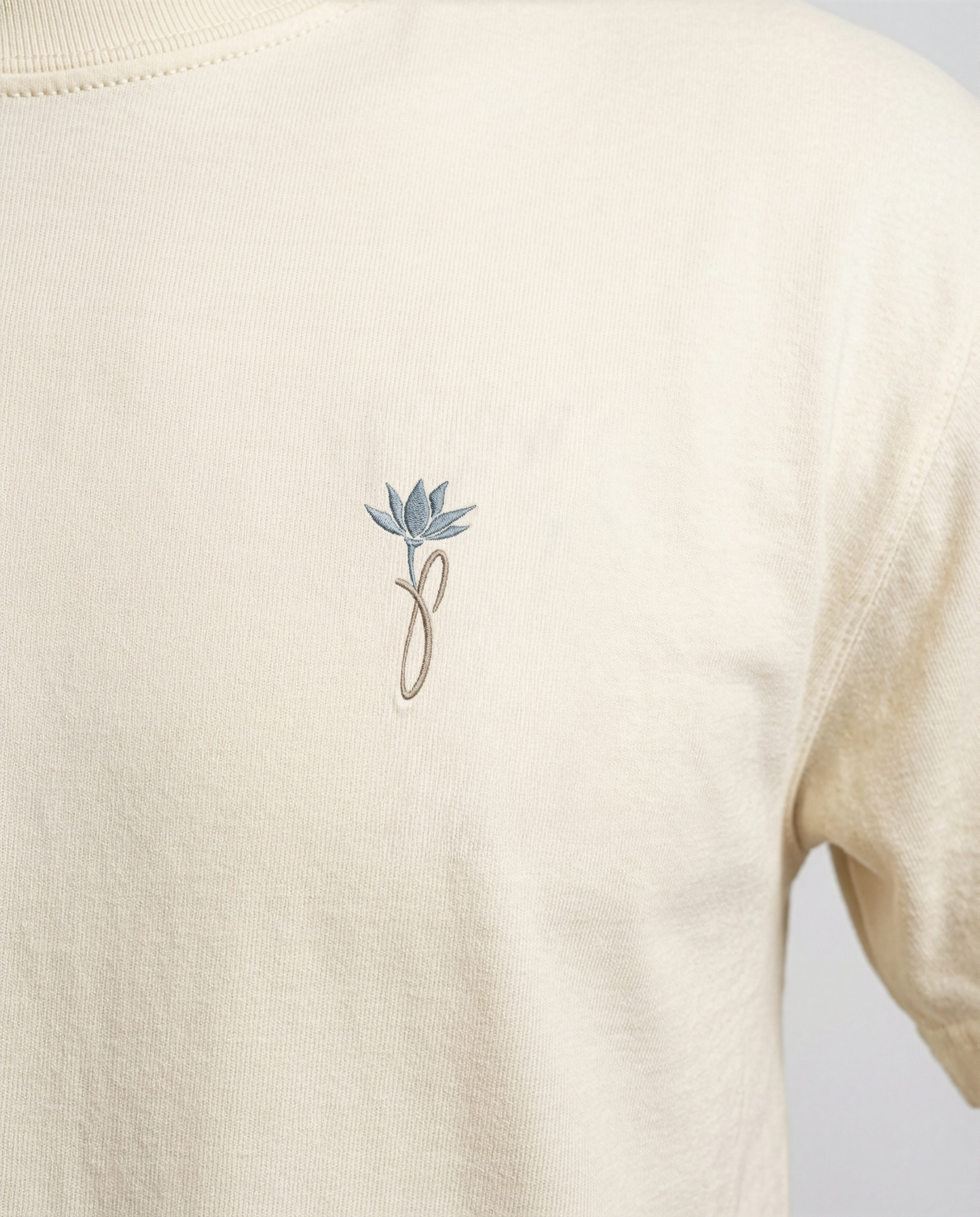 Limited Edition Jas Petals™ Signature Embroidered Tee - Ivory/Espresso
