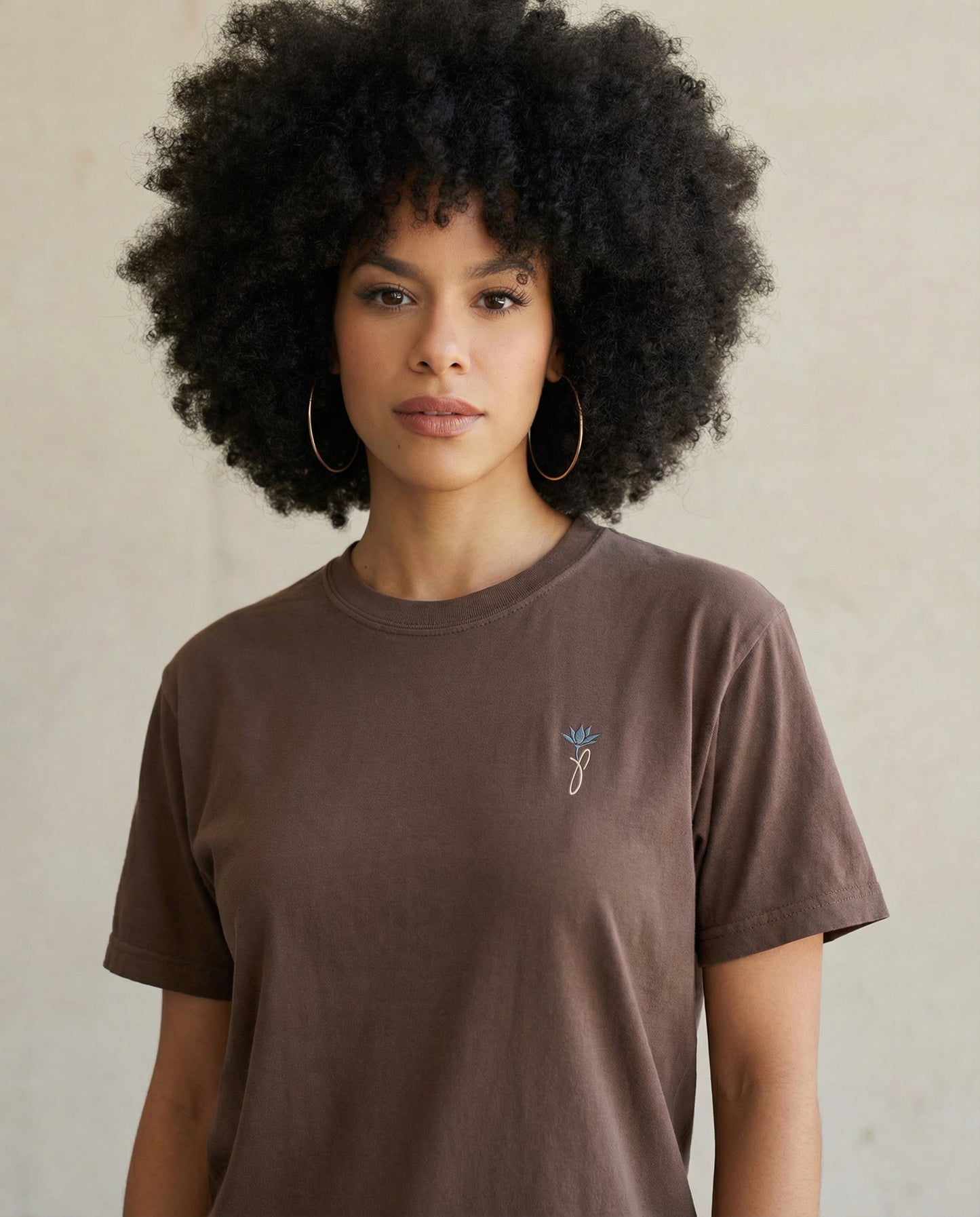 Limited Edition Jas Petals™ Signature Embroidered Tee - Ivory/Espresso
