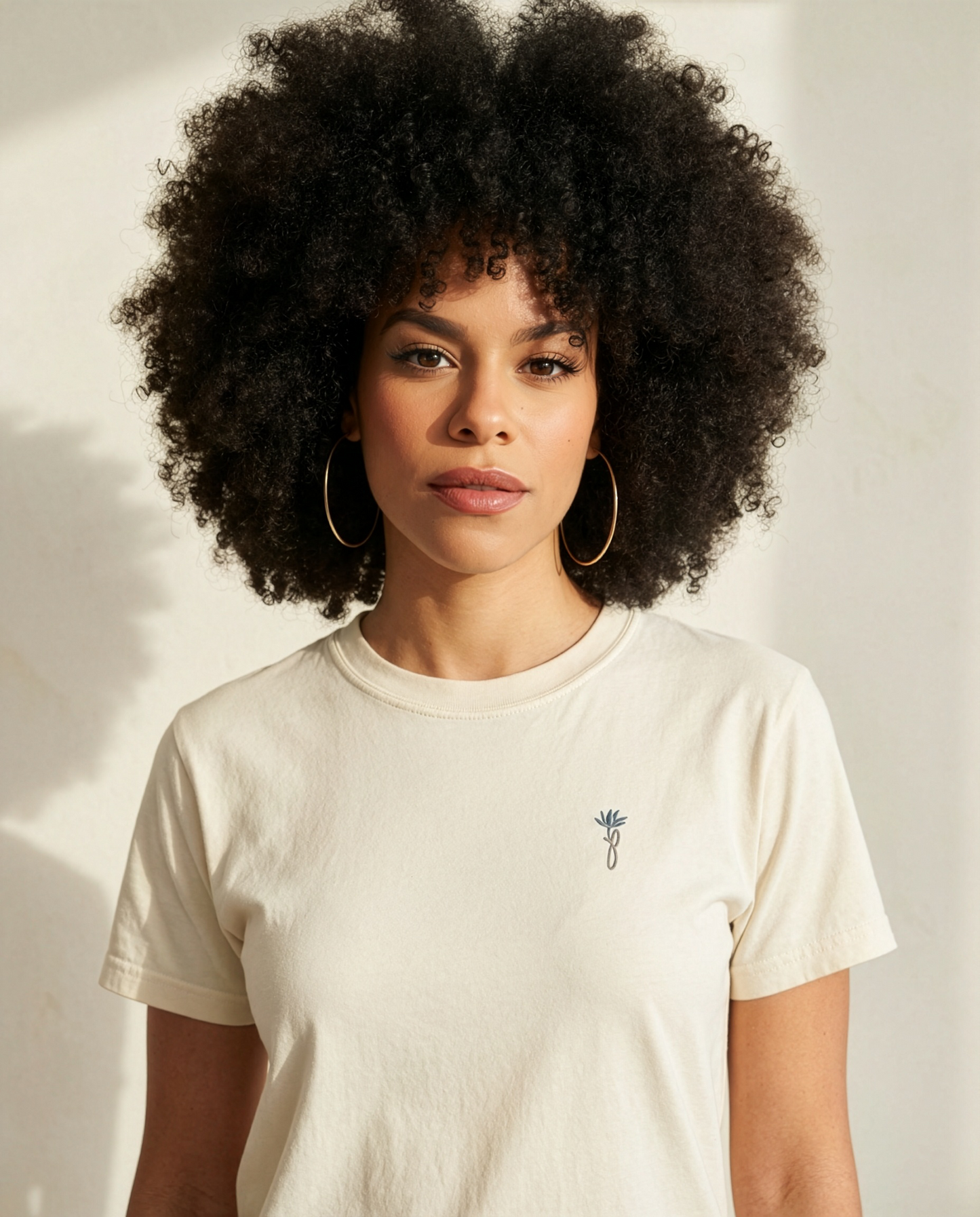 Limited Edition Jas Petals™ Signature Embroidered Tee - Ivory/Espresso