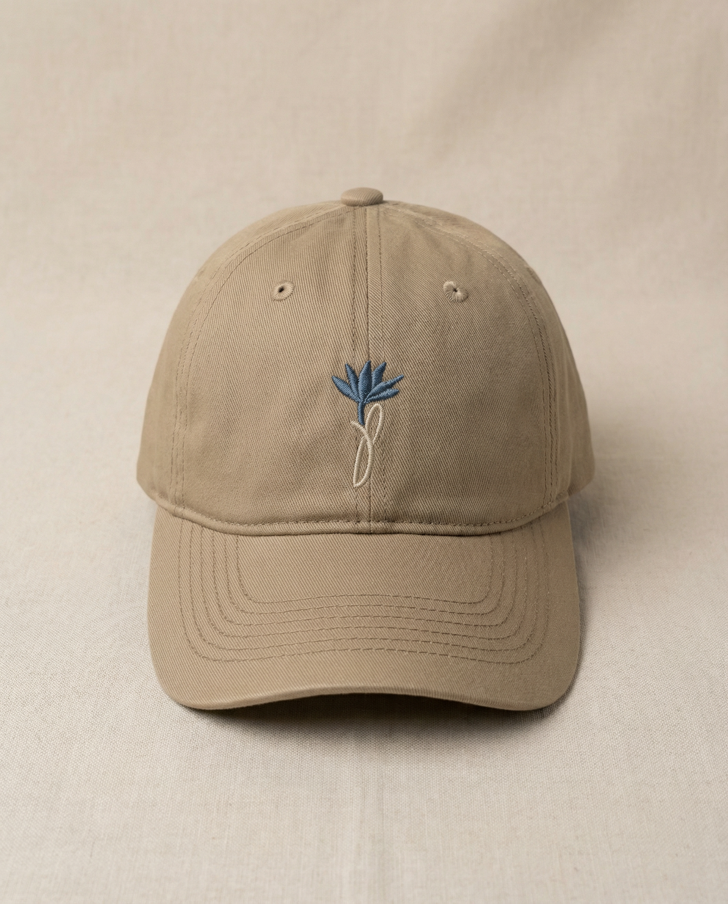 Jas Petals™ Signature Embroidered Dad Hat – Khaki / White