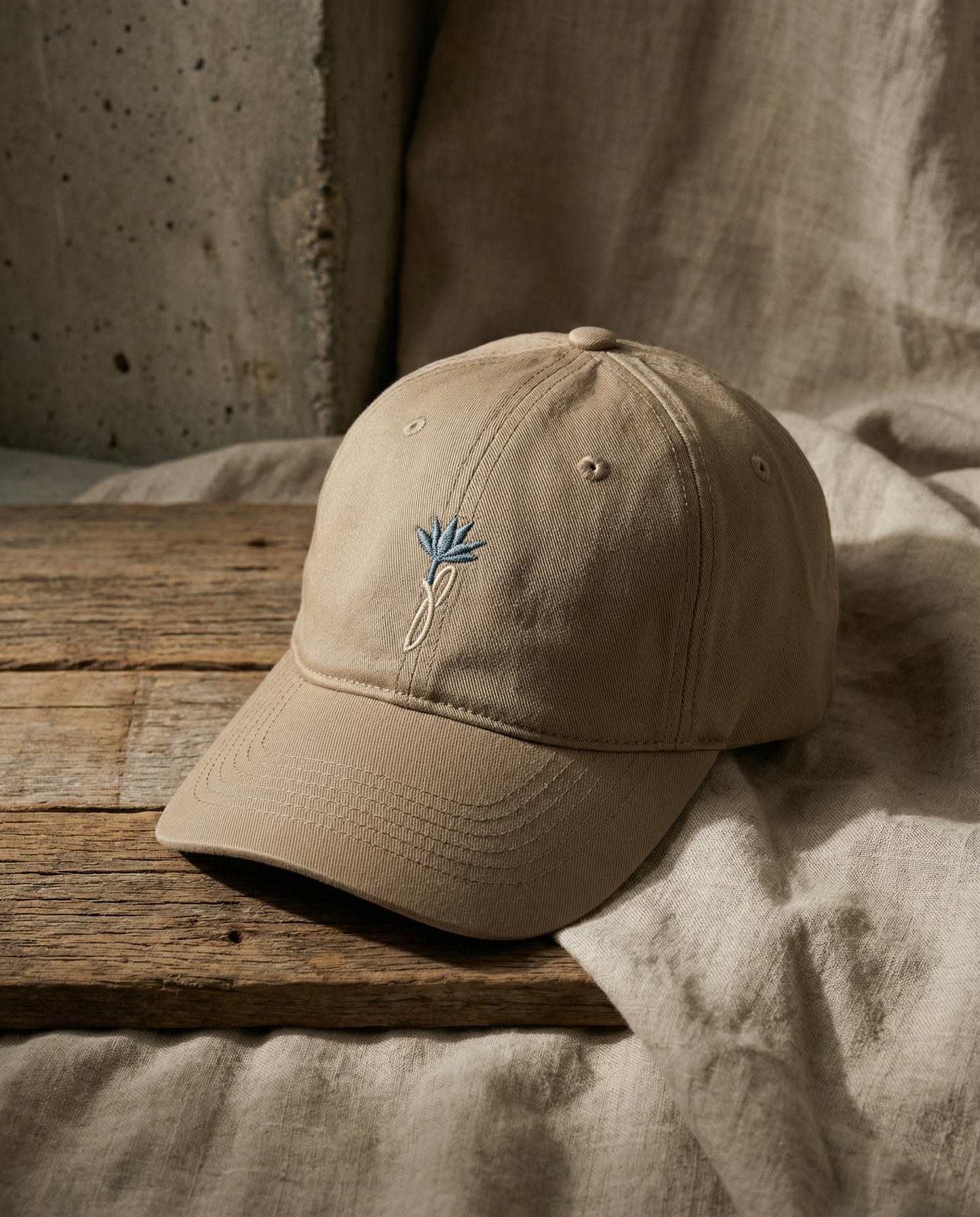 Jas Petals™ Signature Embroidered Dad Hat – Khaki / White
