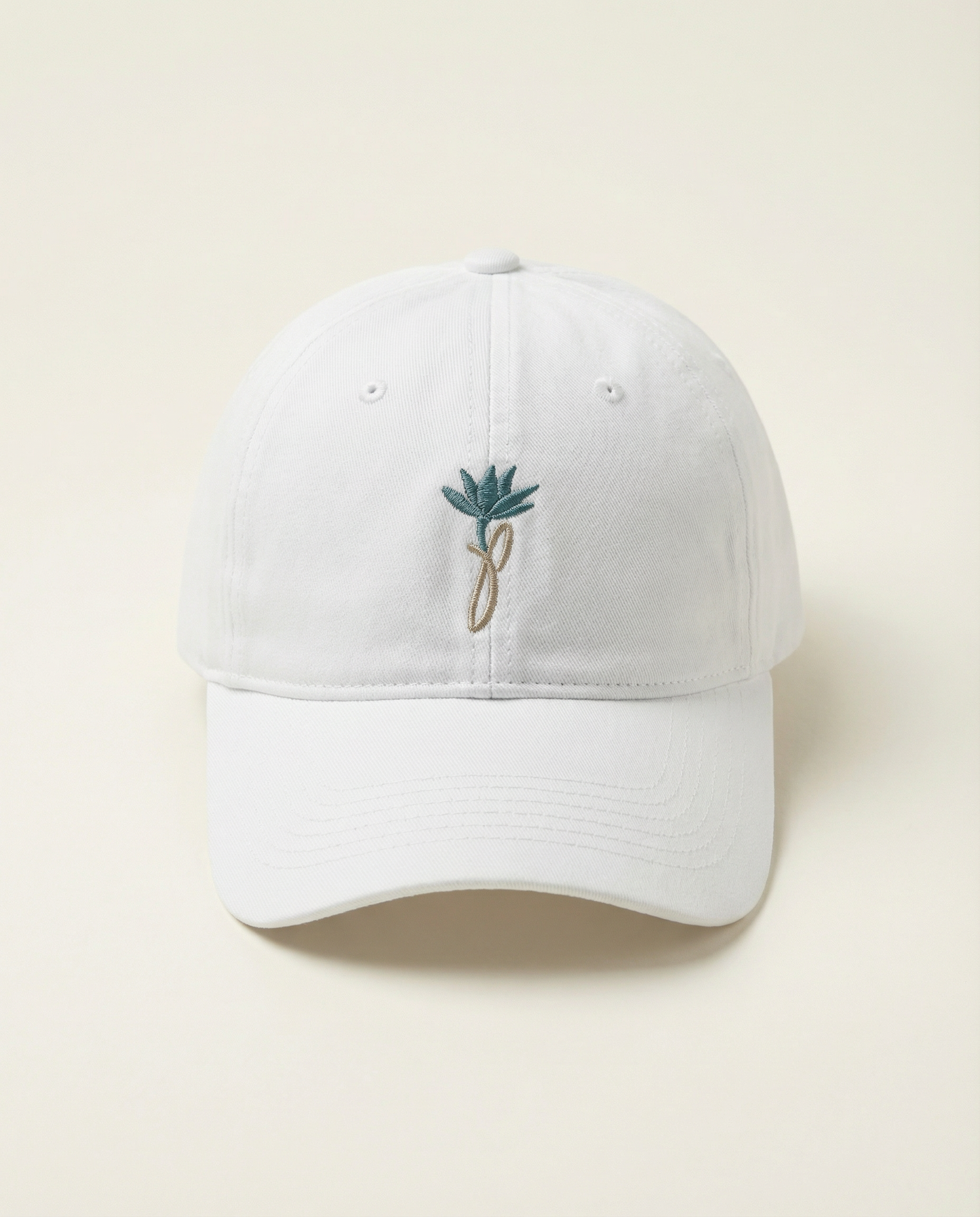 Jas Petals™ Signature Embroidered Dad Hat – Khaki / White