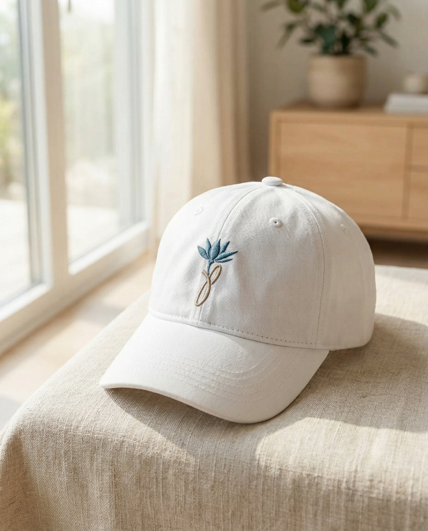 Jas Petals™ Signature Embroidered Dad Hat – Khaki / White