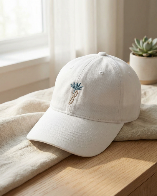 Jas Petals™ Signature Embroidered Dad Hat – Khaki / White