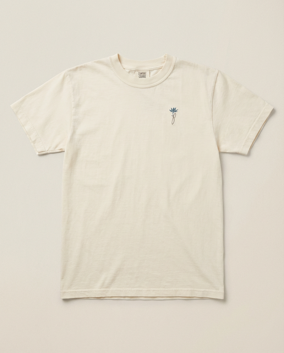 Limited Edition Jas Petals™ Signature Embroidered Tee - Ivory/Espresso